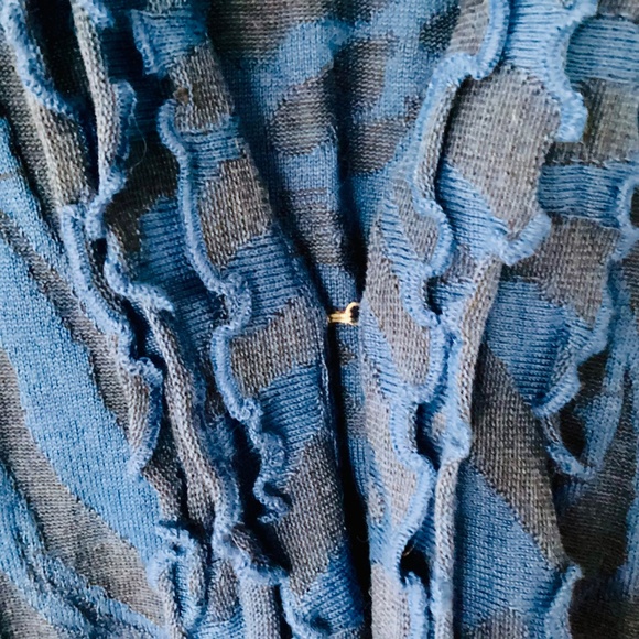 Peruvian Link Alpaca Collection Blue Ruffled Cardigan Size L Made in Peru Artsy - Picture 8 of 15